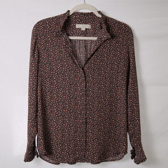 Loft Petites Button Down Floral Blouse - Picture 1 of 9